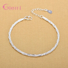 925 Sterling Silver Ankle Bracelet Twisted Weave Chain Anklets For Women Girl Jewelry Gift