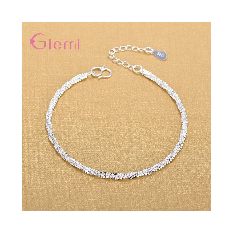 925 Sterling Silver Ankle Bracelet Twisted Weave Chain Anklets For Women Girl Jewelry Gift