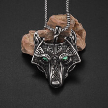 1ks Pánske punk motocykel Vintage Viking Fox Head prívesok náhrdelník darček strana šperky