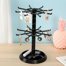 Acrylic Jewelry Organizer 2 Tier Rotating Jewelry Display Stand Spinning Necklace Tower Storage Rack for Earrings Watch Showcase