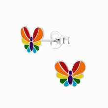 Strieborné náušnice Butterfly Stud s Push Back uzavretie, hypoalergénne Studs pre deti, Pushbacks, rozkošný Tiny Earring (Butterfly)