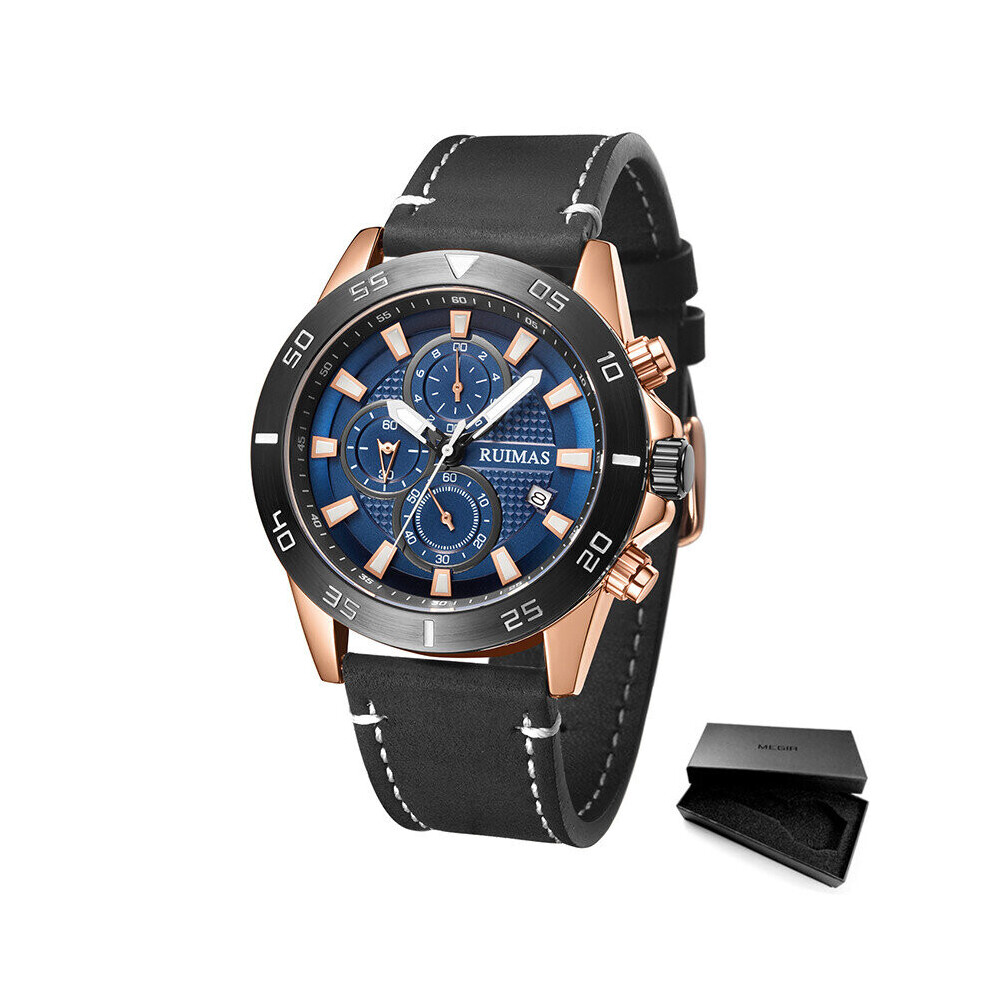 Top Gray Dial Quartz Watches Men Chronograph Watch Man Leather Army Sports Wristwatch Relogios Masculino 572
