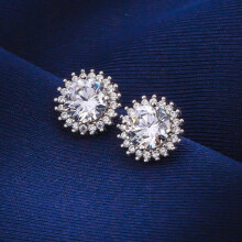 2.4ct D-Color Moissanite Stud Earrings, 7mm x2, 925 Sterling Silver, White Gold Plated, 4-Prong, Pass Tester