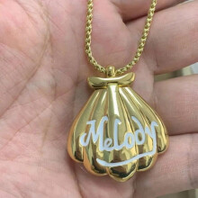 Classic Melody Mermaid Shell Pendant Delicate Romantic Magnetic Box Necklace Metal Jewelry for Woman Girl Dream Gift