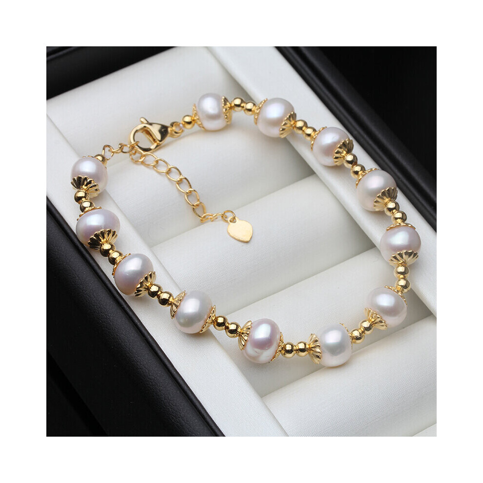 100% Real Freshwater Round Pearl Bracelet For Women Natural Pearl Bracelet Jewelry Girl Daughter Birthday Gift