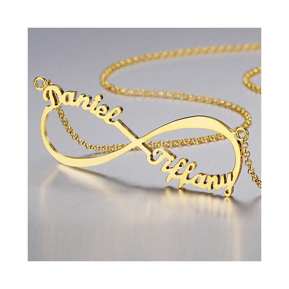 Personalized infinite Pendant Necklace, infinite sign with 2 names birthstone nameplate Woman's jewellery, mother's