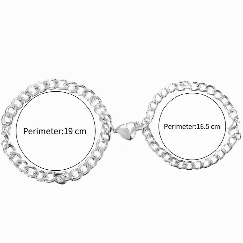 Heart Shape Magnetic Couple Bracelet Silver Personality Vintage Women Man Promise Bracelet Lover Jewelry