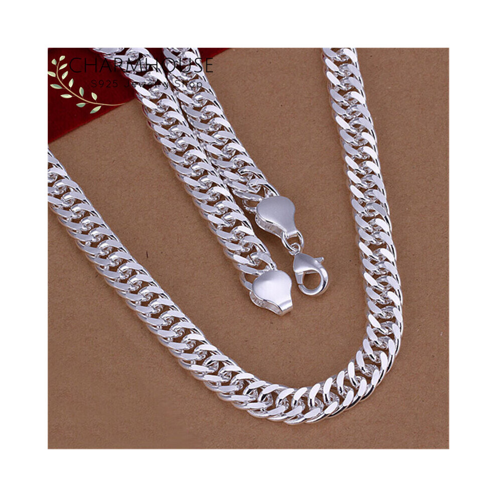 Solid Silver 925 Necklaces For Men 10mm Link Chain Long Necklace 20/22/24 inch Collier Homme Man Jewelry Accessories