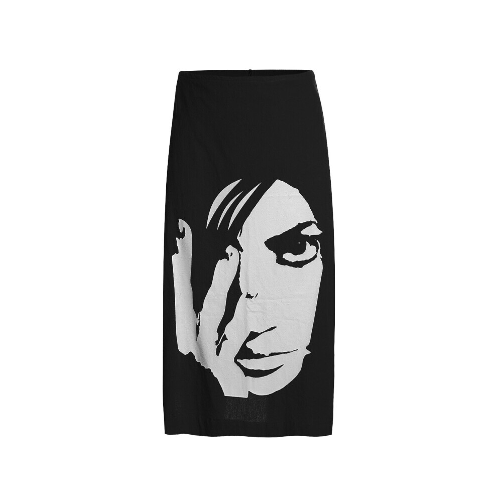 Human Face Print Long Skirts Women Summer Autumn High Waist Bodycon Straight Skirts Casual Sexy Club Punk Skirt Female