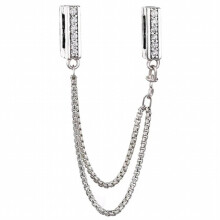 Reflexions Sparkling Safety Chain Clip Stopper Beads Fit 925 Sterling Silver Bead Charm Bracelet Bangle Diy Jewelry