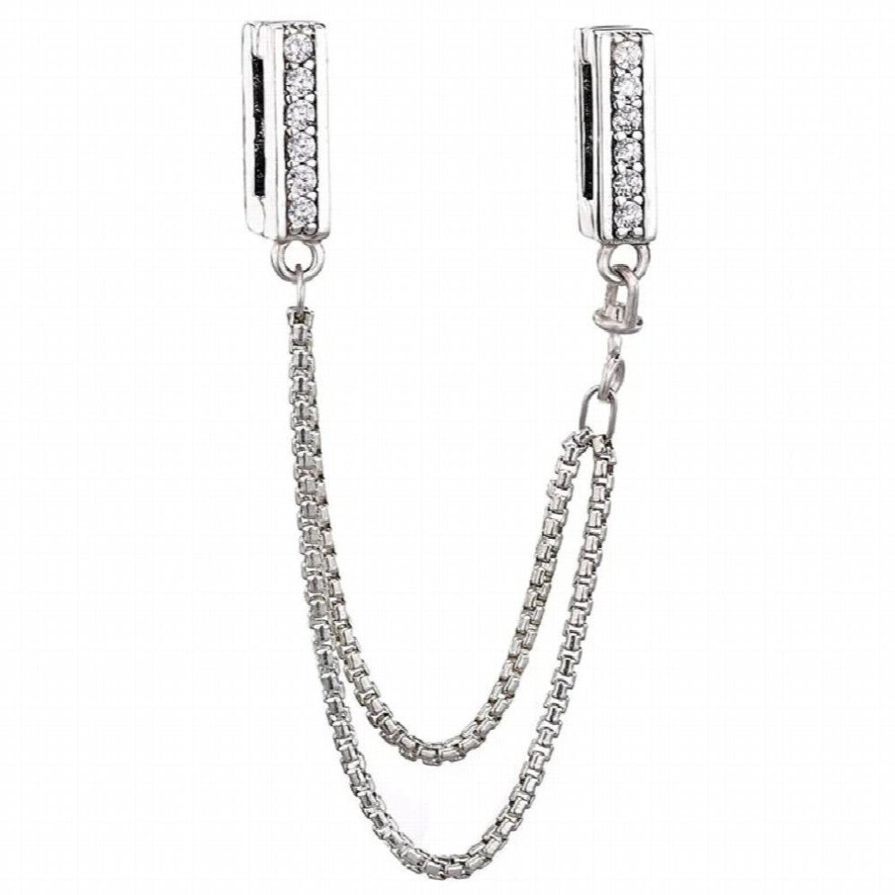 Reflexions Sparkling Safety Chain Clip Stopper Beads Fit 925 Sterling Silver Bead Charm Bracelet Bangle Diy Jewelry