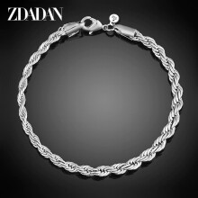 Timeless 925 Sterling Silver 4mm Twisted Bracelet Chain for Women