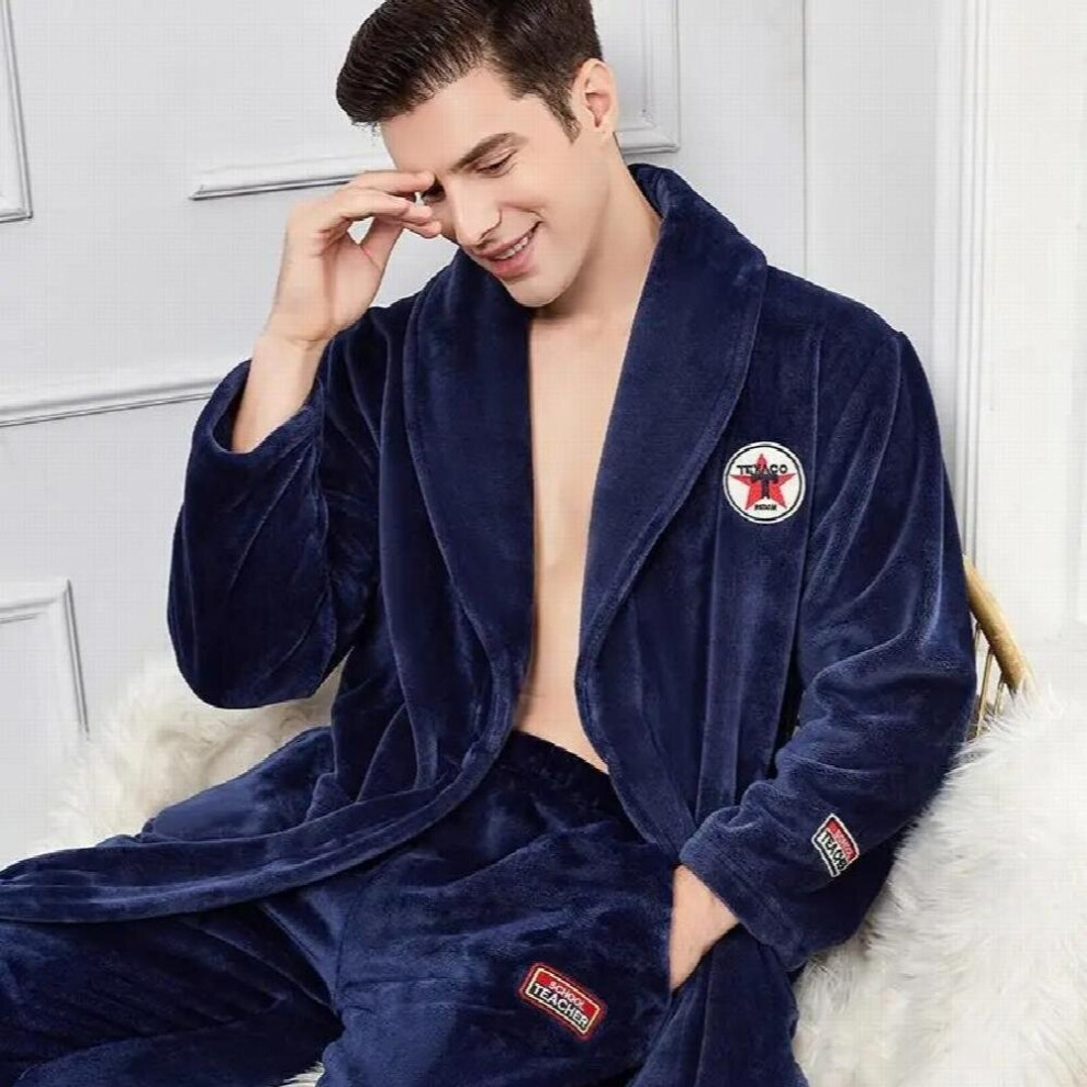 Sleepwear Robe Kimono Gown Thicken Long Nightgown Plus Size 3XL 4XL Casual Men Bathrobe Soft Loose Home Clothes