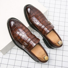 Mens Krokodil Print Pointed Toe Slip On Bit Loafer Schoenen Formele Dress Schoenen voor Wedding Party
