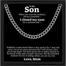 To My Son Stainless Steel Cuban Chain Necklace for Son , Birthday for Son ,Son Graduation