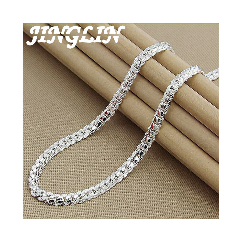 JINGLIN 925 Sterling Silver 6mm Full Sideways Necklace 8/18/20/22/24 Inch Chain For Woman Men Wedding Engagement Jewelry