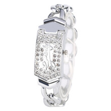 Rhinestones Display Flip Cover Lady Bracelet Watches Women's Wrist Watch Female Bangle Clock Quartz