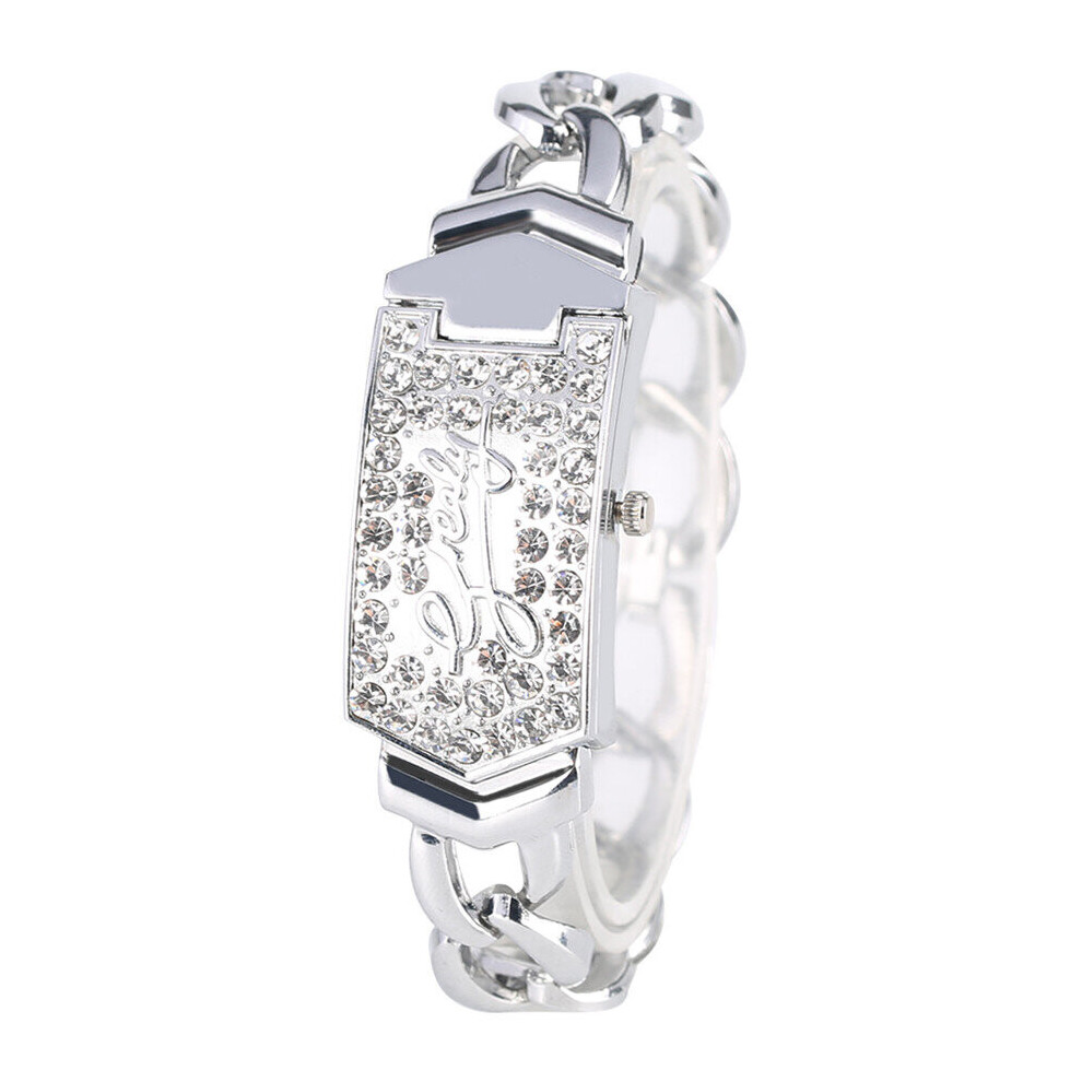 Rhinestones Display Flip Cover Lady Bracelet Watches Women's Wrist Watch Female Bangle Clock Quartz