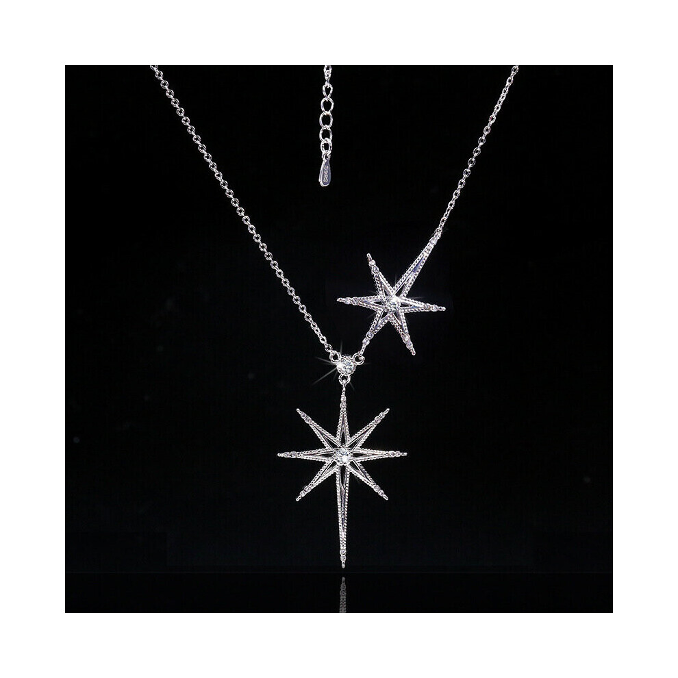 Big Bling Star Pendant with Zircon Stone S925 Sterling Silver Necklace for Women Jewelry Choker