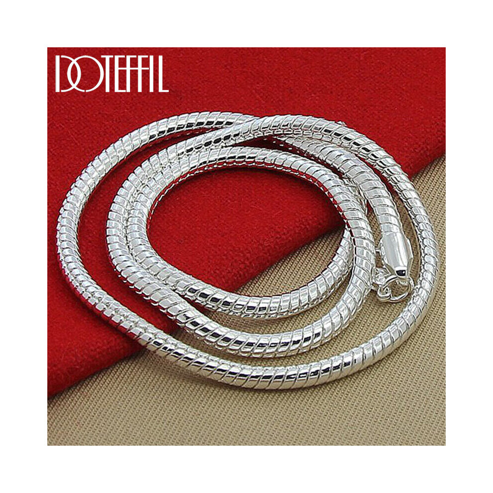 925 Sterling Silver 16/18/20/24/22/24/26/30 Inch 3mm Snake Chain Necklace For Woman Man Wedding Engagement Jewelry