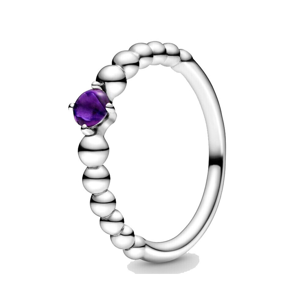 925 Sterling Silver Ring Twelve Month Birthstone Beaded Ring With Crystal For Women Jewelry Birthday Gift
