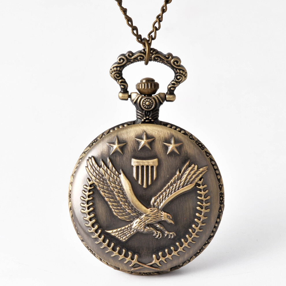 8155New large pocket watch bronze eagle