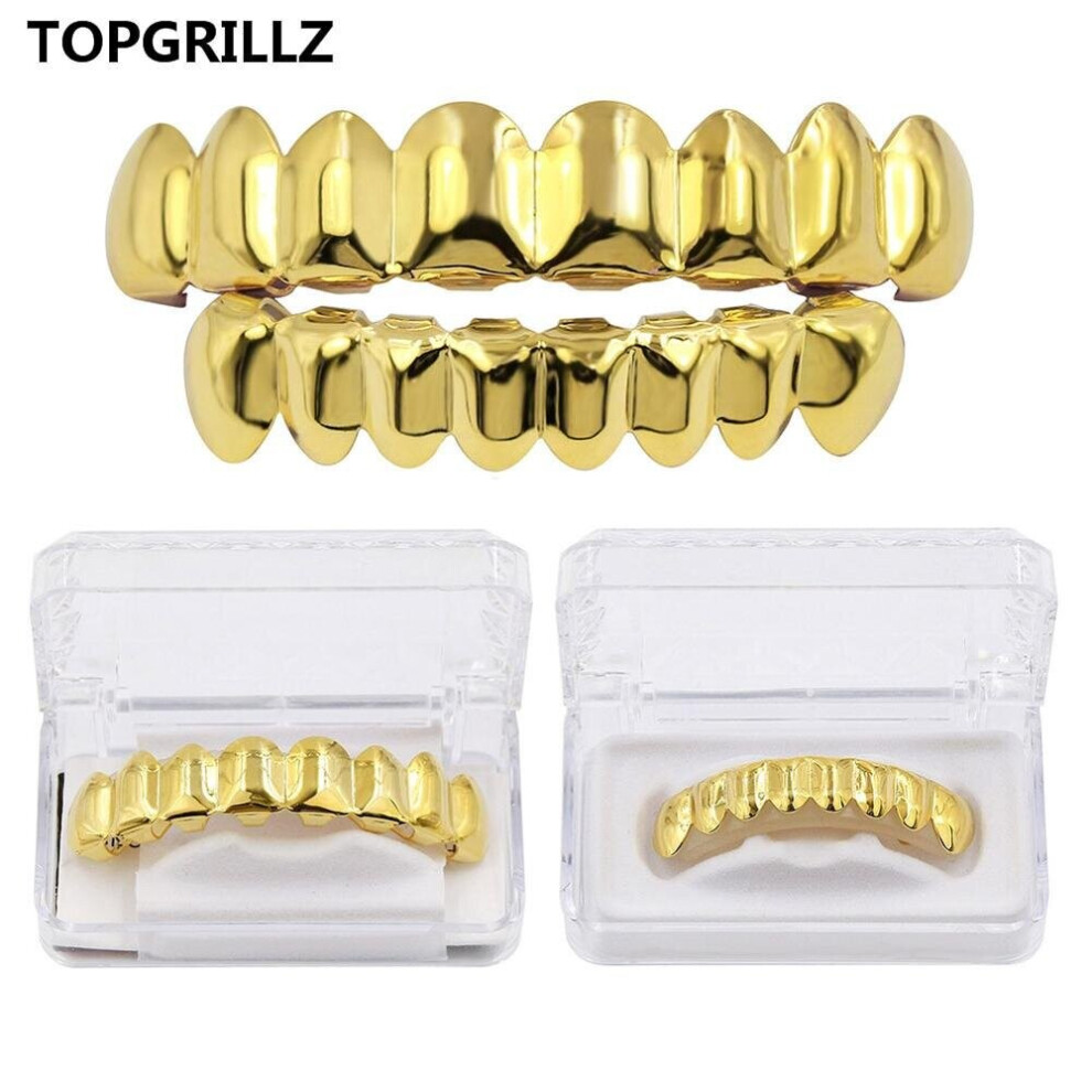 8/8 Hip Hop Teeth Grillz Set Silver Top & Bottom Body Jewelry Punk Cosplay Party Tooth Grills