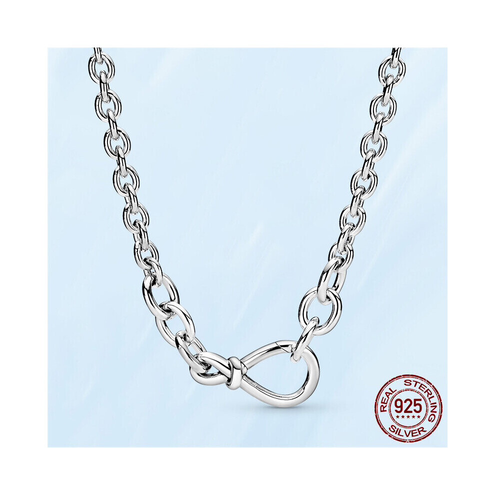 Silver Chunky Infinity Knot Chain Necklace Fit Women Diy Fine Jewelry Gift