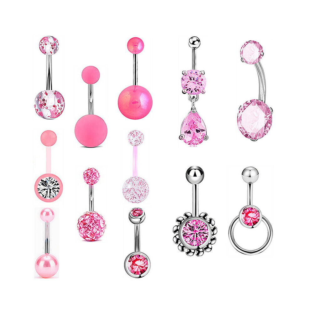5/6/7/12pcs/set Stainless Steel Navel Belly Button Rings Women Belly Button Ring Piercing Body Piercings Jewelry