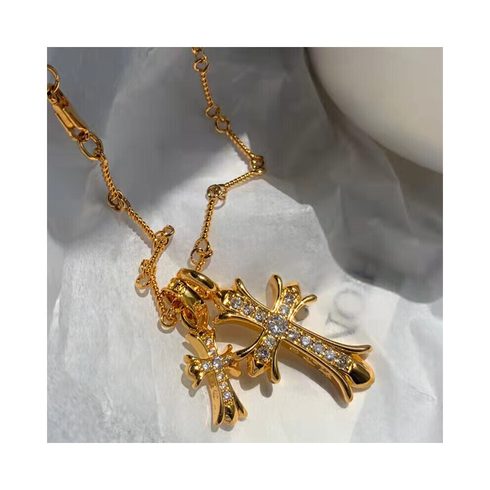 One Piece Vintage Couples Cross Pendant Necklace Men Of Women Double Cross Plated Unique Personality Jewelry