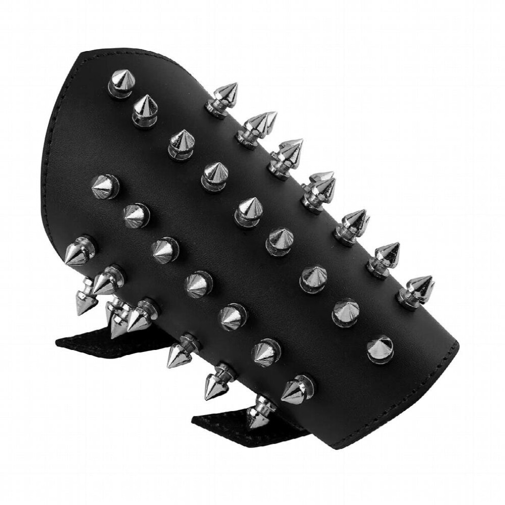 Punk Gothic Wristband Unisex Faux Leather Metal Spikes Gauntlet Wristband Armband Medieval Bracers Protective Arm Armor Cuff