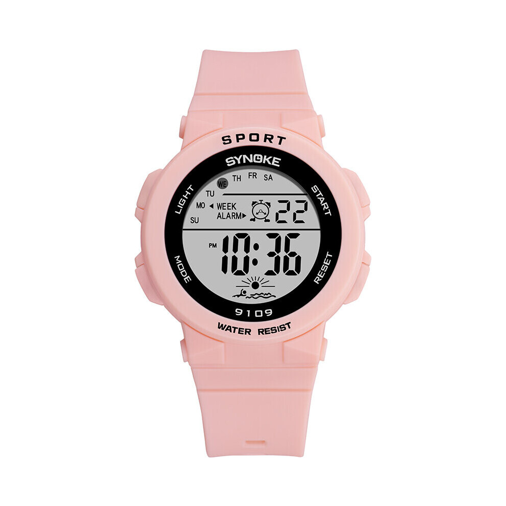 Waterproof Sport Watch For Women - Led Digital Display, Alarm & Stopwatch, Multi-Function Wristwatch ( White Blue Black Green) Pink