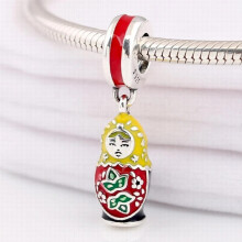 Zmiešané smaltované Matryoshka bábika prívesok korálky Fit 925 striebro korálek šarm Európa náramok náramok DIY šperky