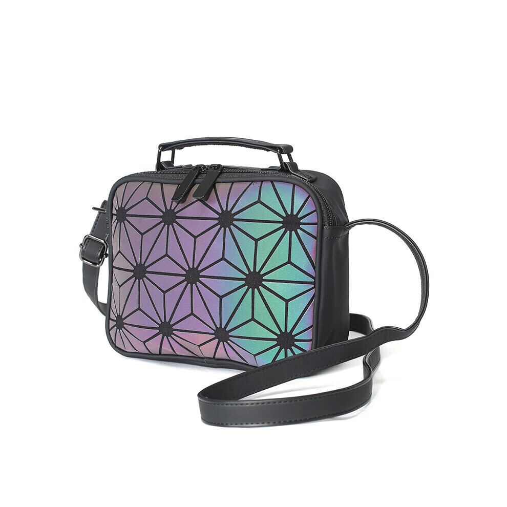 Luminous handbags Small Crossbody Bags for Women Shoulder bag Geometric Plaid Hologram small Square bags