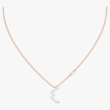 MoonSun Shape Rose Chain Necklace for Women – Gem Color Options 1 & 2, 38cm Length – Gift Jewelry