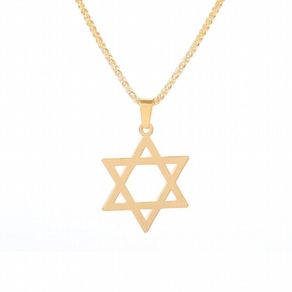 Stainless Steel Star of David Pendant Necklace for Men Women Classic Hexagonal Star Banquet Street Jewelry