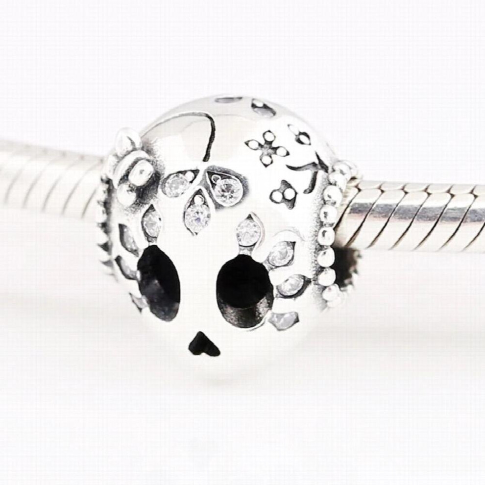 Sparkling Skull Charm 925 Sterling Silver Beads for Women Jewelry Making Fits Europe Bracelet Berloques