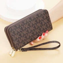 Long Wallet Men's and Women's Double Zip Handbag Women's Double Layer Printed Large Capacity Mobile Bag wallets