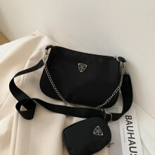 2psc Chians Shoulder Bag Women Nylon Chians Crossbody Bag Messenger Handbag Advanced Armpit Bag Hobo