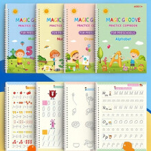 4 Pack Large Reusable Handwriting Practice Copybook For Kids Comfy Tracing Sight Words Grooves Magic Practice Workbook Set 4 Book 1 Pen 5 Refills 1 Pe