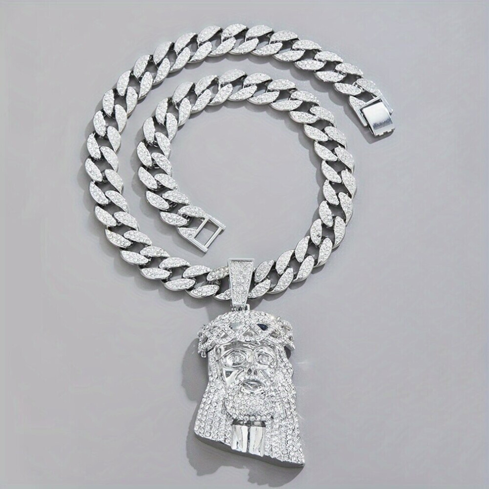 1pc Iced Jesus Piece Pendant Large HIP HOP Style Big Crystal Jesus Piece Pendant Necklace Chain For Men Hip Hop