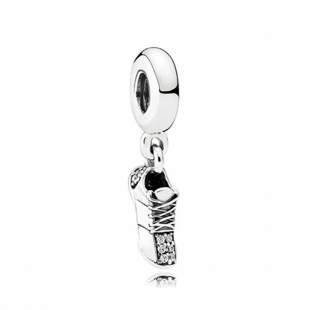 100% 925 Sterling Silver Running Shoe Charm Fit for Europe Silver Bracelet Clear CZ Beads DIY Jewelry Gift Bijoux
