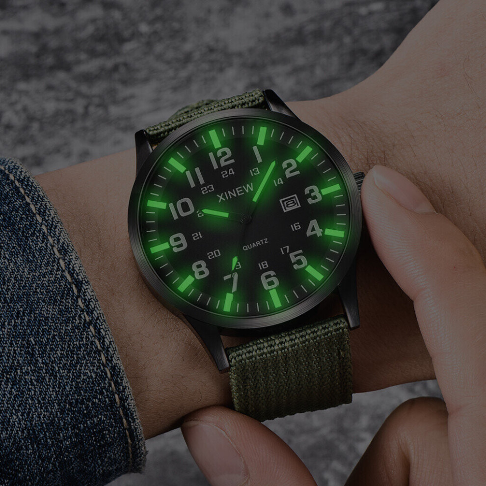 Mens Watches Luminous Hands Clock Military Sports Date Quartz Wristwatch Men Casual Nylon Watch relogio masculino
