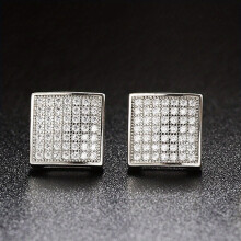 1Paar Herren Retro Strass Quadrat Ohrringe Ohrstecker