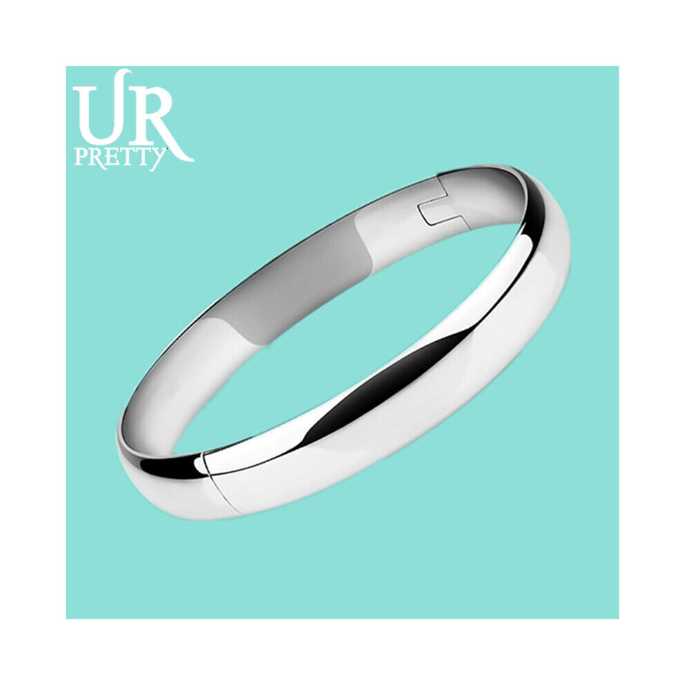 925 Sterling Silver Smooth Solid Bracelet Bangles For Women Men Charm Party Jewelry