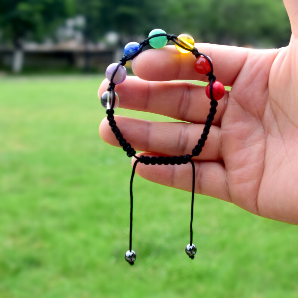 1pc 7 Colors Reiki Healing Energy Stone Bracelet For Men And Women Pure Hand Woven Charm Bracelet Wedding Anniversary Decoration Birthday Party Gift T