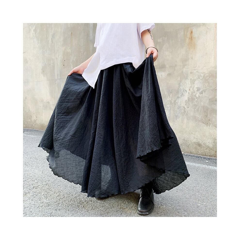 Men Japan double layer skirt pants street dance hip hop wide leg trousers men vintage casual pants culottes