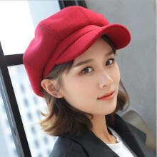 Plain Octagonal Wool Hat for Women - Autumn/Winter Casual Beret, British Retro Painter Cap, One Size 56-58cm
