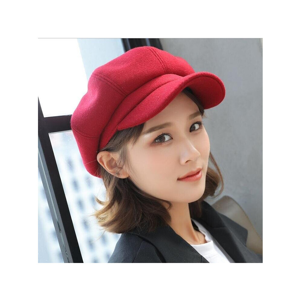 Plain Octagonal Cap Ladies Hats Autumn Winter Hats for Women Casual Wool Hat British Retro Beret Painter Caps