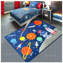 Outer Space Kids Play Flannel Floor Rugs Solar System Carpet Galaxy Planets Stars For Boys Girls Home Decor Learning Game